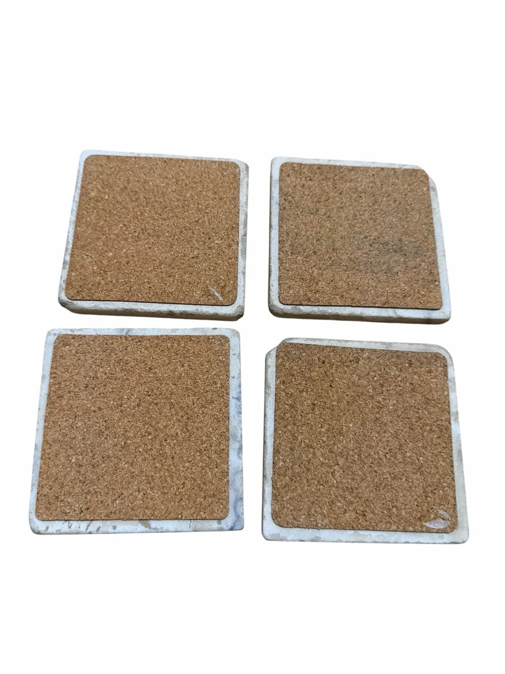 Vintage Malifaud Ceramic Coasters in White, Blue, Gold Tones